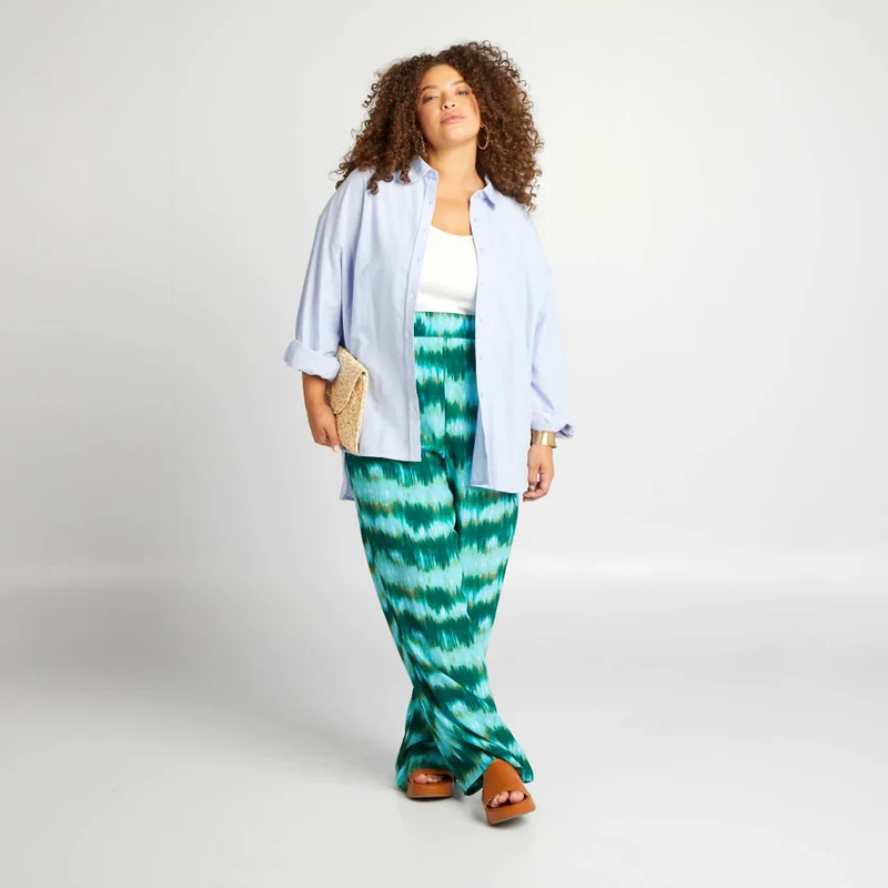 Kiabi Wide-Leg Trousers Green