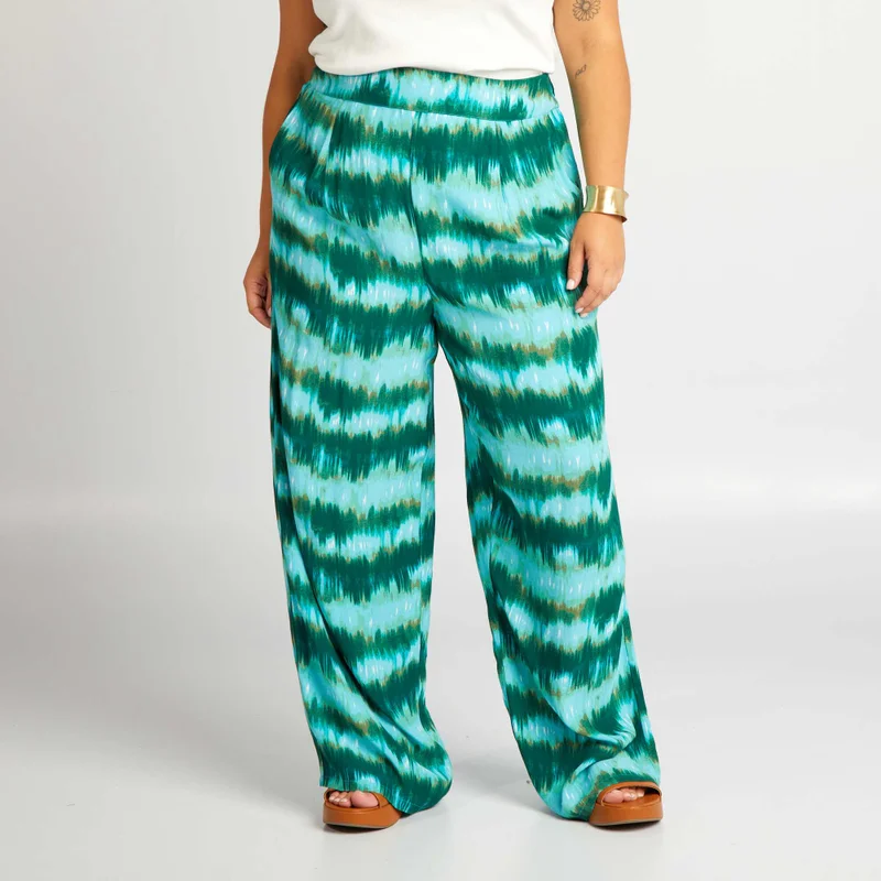 Kiabi Wide-Leg Trousers Green