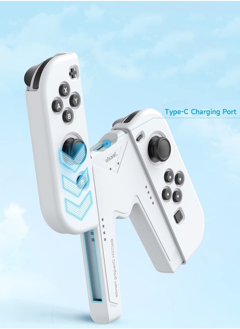 Excefore - مقبض شحن Switch Joy-Con، متوافق مع شاحن وحدة التحكم، مقبض Joycon مريح لـ Joy-con، شحن سريع أثناء اللعب (أبيض) - Image 1