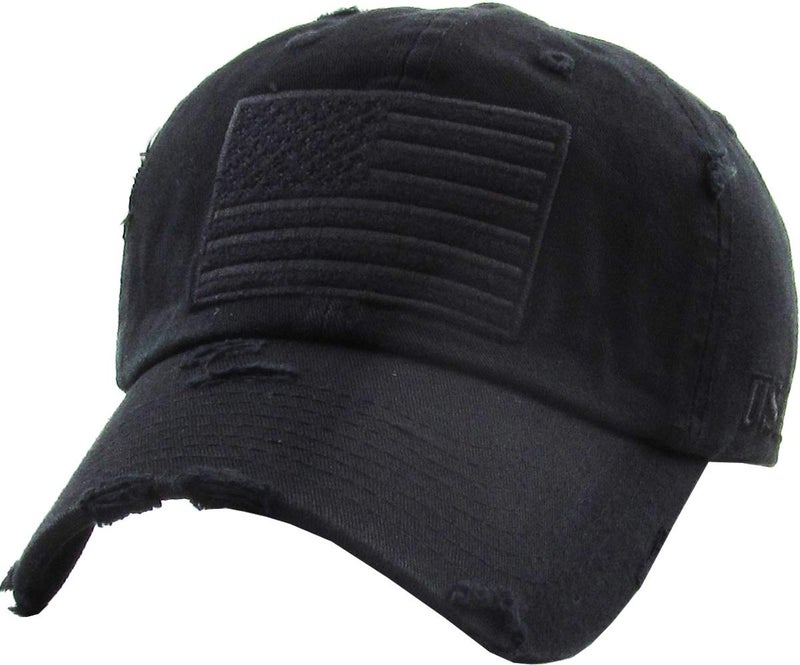 KBETHOS KBVT-209 BLK Tactical Operator with USA Flag Patch US Army Military Baseball Cap Adjustable - Image 1