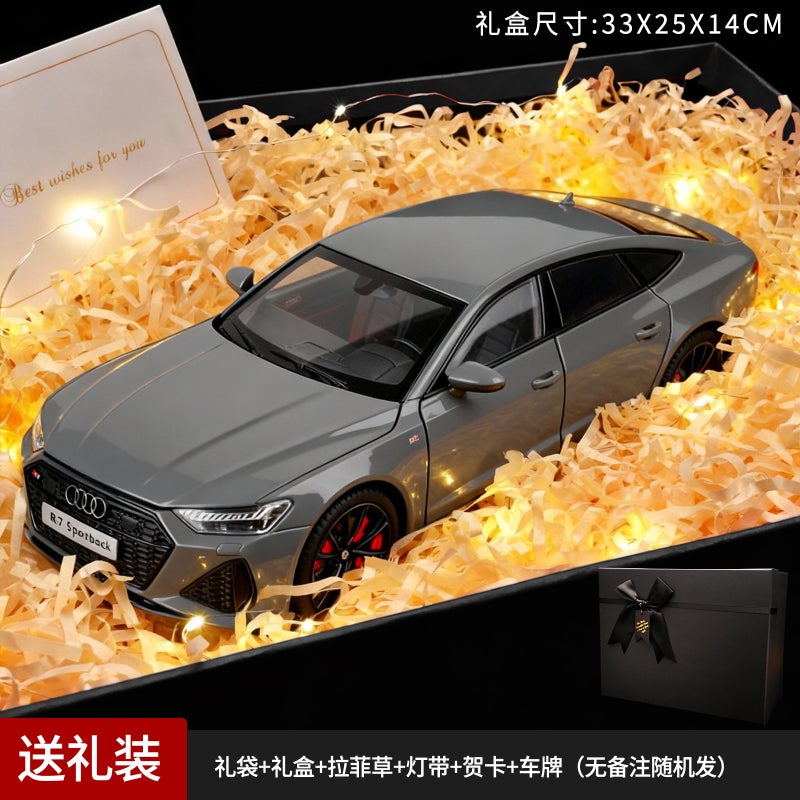 تفويض أصلي 1:18 أودي Rs7 إصدار المفاتيح سبعة أبواب لعبة سيارة معدنية صوت وضوء نموذج هدية فتى - Image 1