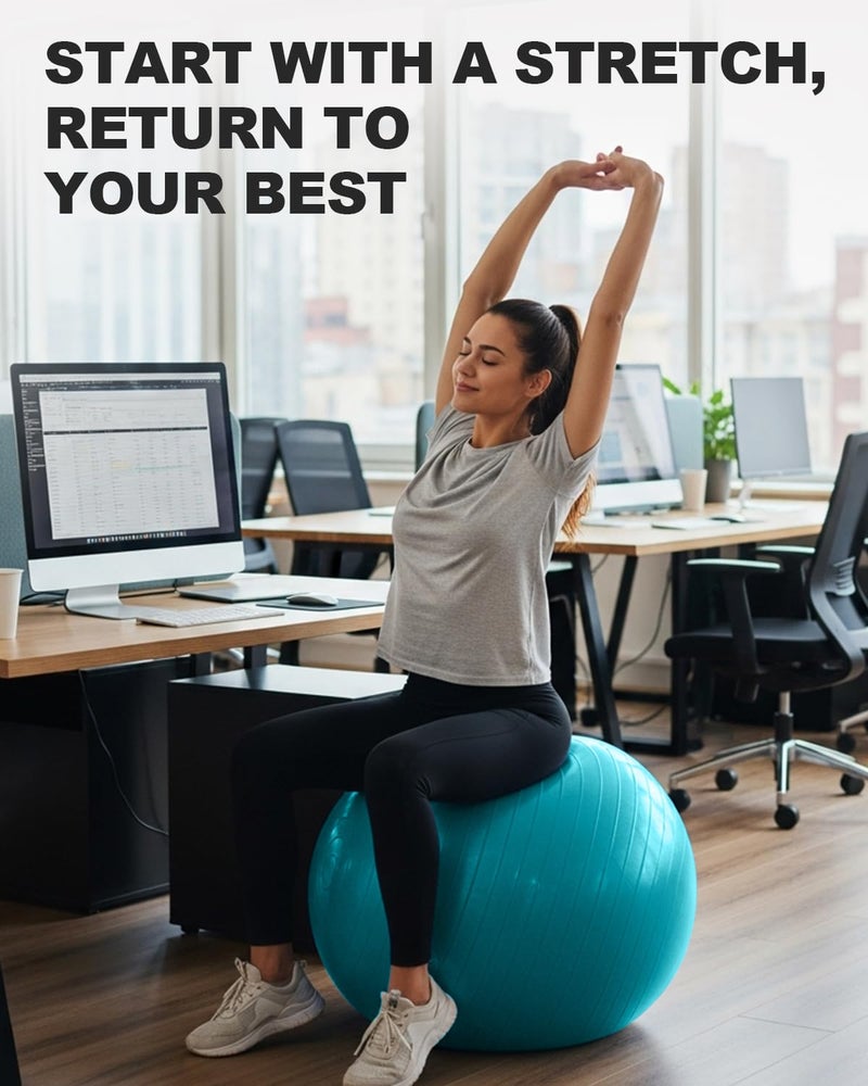 Trideer Extra Thick Yoga Ball Exercise Ball, 5 Sizes Ball Chair, Heavy Duty Swiss Ball for Balance, Stability, Pregnancy and Physical Therapy, Quick Pump - Image 5