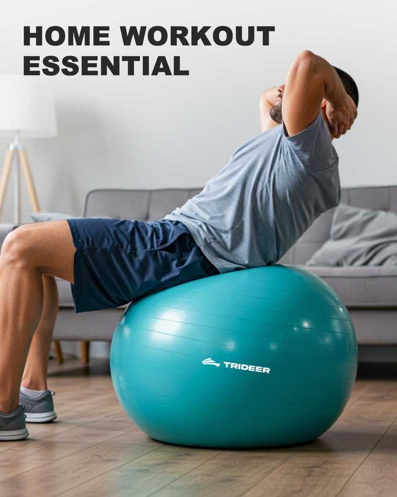 Trideer Extra Thick Yoga Ball Exercise Ball, 5 Sizes Ball Chair, Heavy Duty Swiss Ball for Balance, Stability, Pregnancy and Physical Therapy, Quick Pump - Image 4