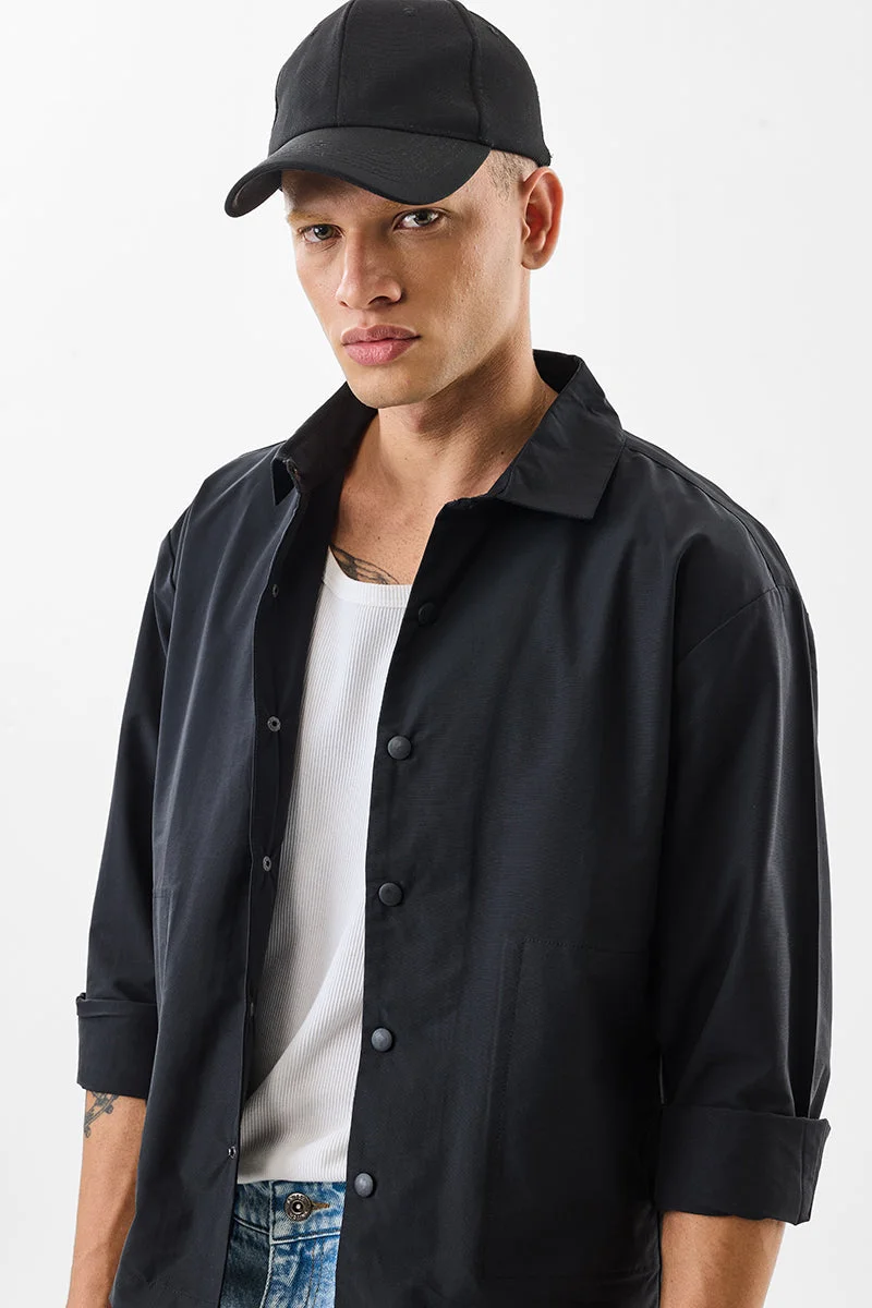 SNITCH جاكيت أسود بقصة عادية