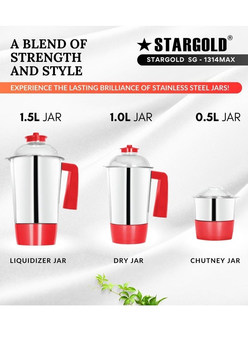 ستارجولد خلاط ومطحنة 3 في 1 مع محرك قوي من الفولاذ المقاوم للصدأ والنحاس بقوة 800 واط - Image 2