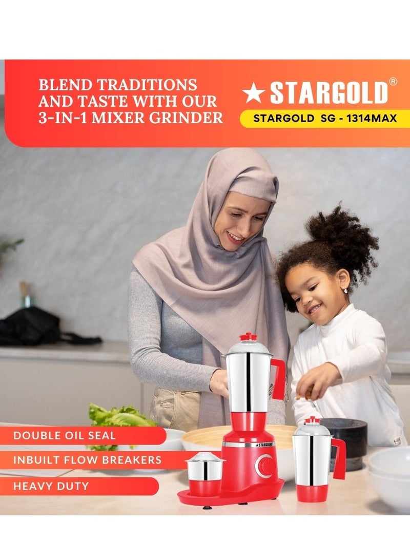 ستارجولد خلاط ومطحنة 3 في 1 مع محرك قوي من الفولاذ المقاوم للصدأ والنحاس بقوة 800 واط - Image 4