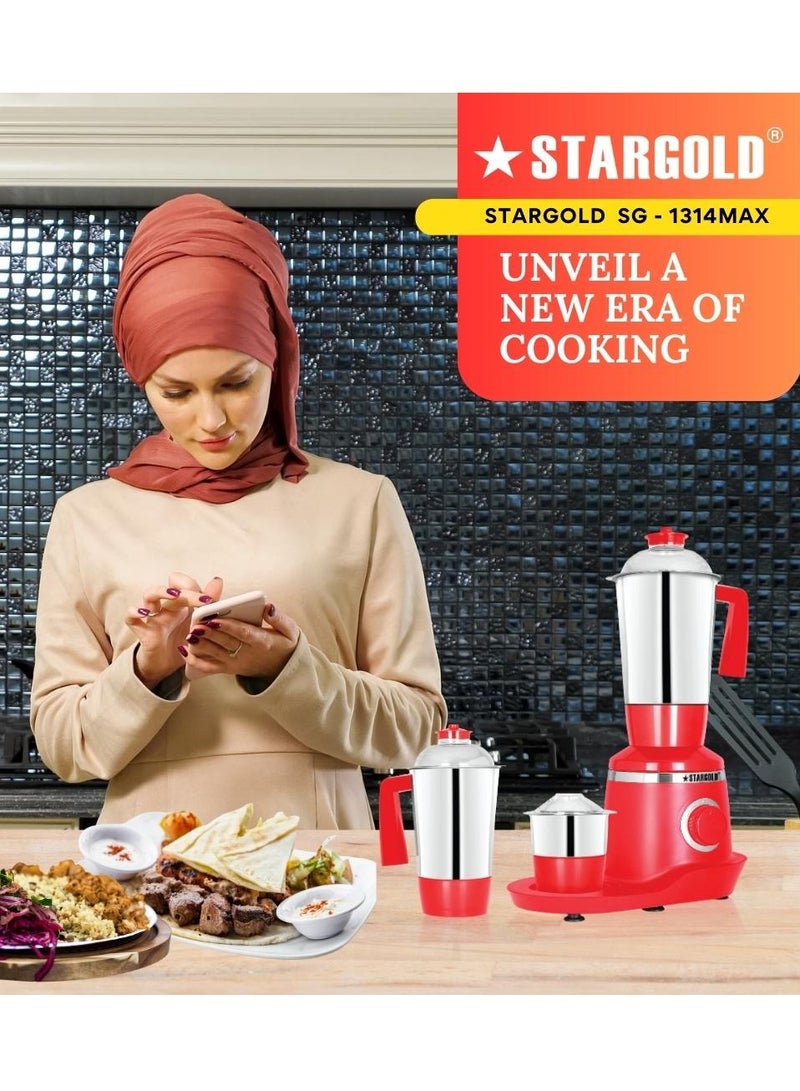 ستارجولد خلاط ومطحنة 3 في 1 مع محرك قوي من الفولاذ المقاوم للصدأ والنحاس بقوة 800 واط - Image 5