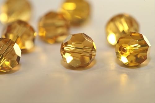 Adabele 50pcs Adabele Austrian 6mm Faceted Loose Round Crystal Beads Amber Yellow Compatible with 5000 Swarovski Crystals Preciosa SS2R-607 - Image 3