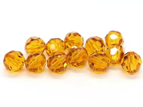 Adabele 50pcs Adabele Austrian 6mm Faceted Loose Round Crystal Beads Amber Yellow Compatible with 5000 Swarovski Crystals Preciosa SS2R-607 - Image 2