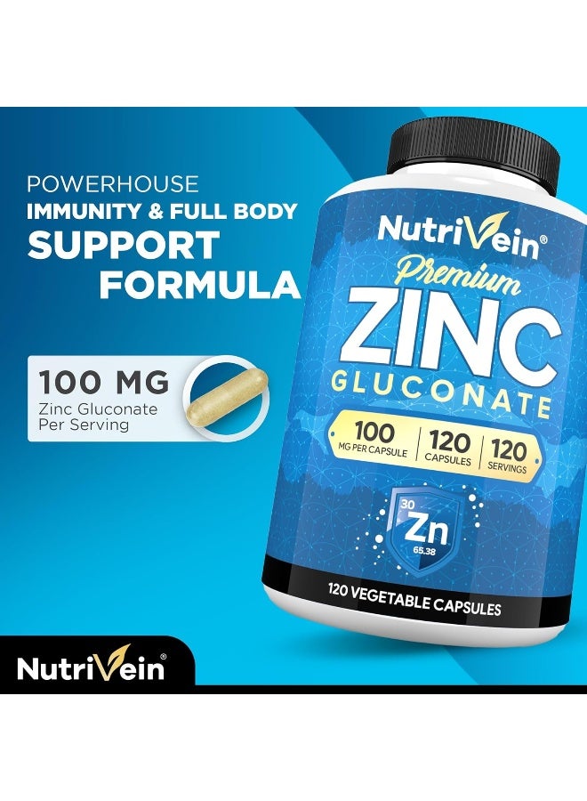 Nutrivein Premium Zinc Gluconate 100mg - 120 Capsules - Image 3