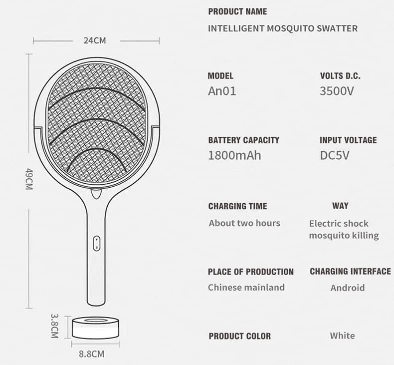 TTEDOYE 5 In1 Electric Mosquito Killer Lamp Rechargeable Mosquito Fly Killer Bug Zapper Racket,Electric Fly Swatter Racket Bug Zapper Indoor Mosquito Killer - Image 5