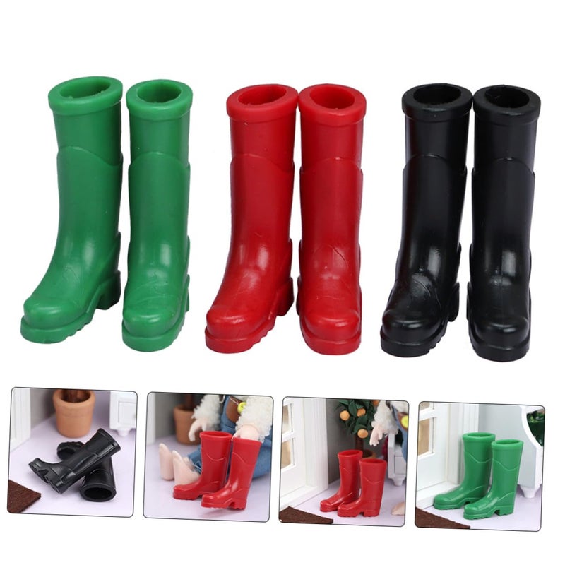 3 Pairs Miniature House Scene Decor Accessories in Black Red and Green Colors - Image 4