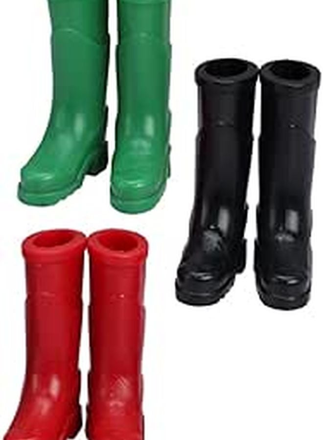 3 Pairs Miniature House Scene Decor Accessories in Black Red and Green Colors - Image 1
