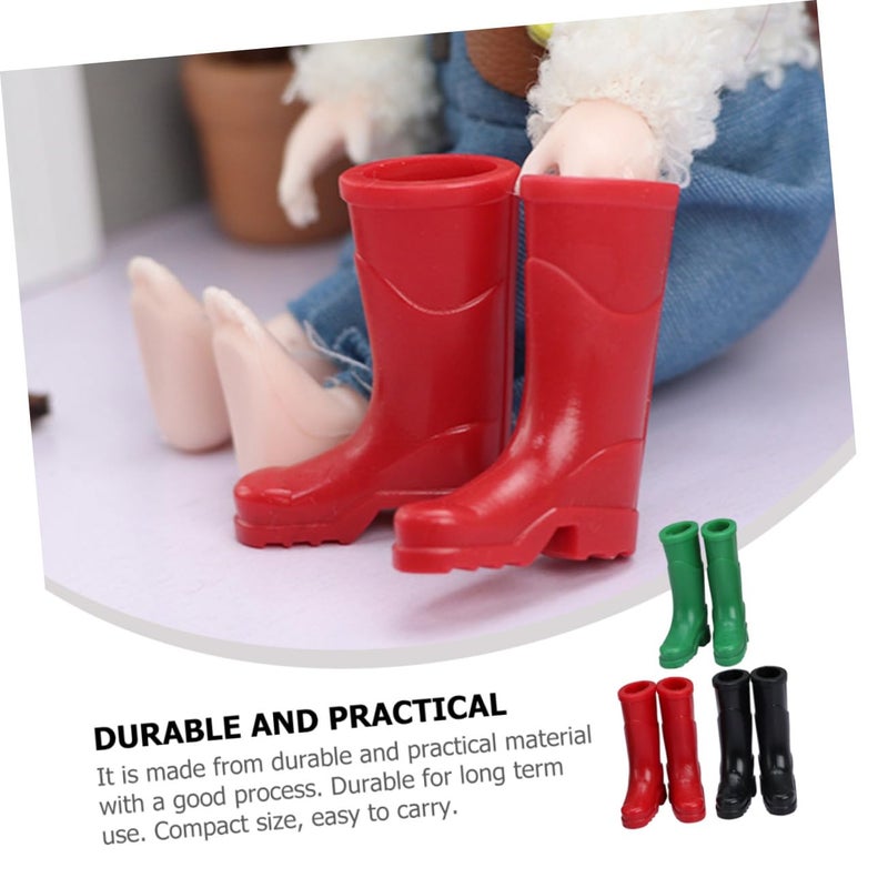 3 Pairs Miniature House Scene Decor Accessories in Black Red and Green Colors - Image 5