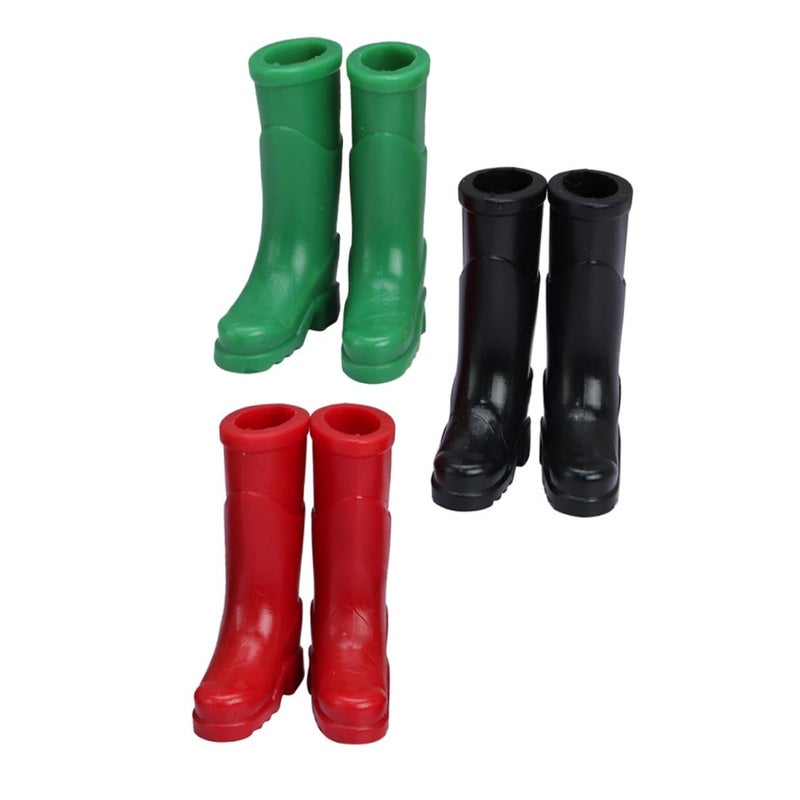 3 Pairs Miniature House Scene Decor Accessories in Black Red and Green Colors - Image 2