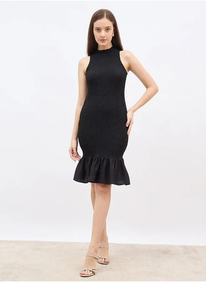 ستايلي Styli Sleeveless Ruffled Hem Sleeveless Knee-Length Dress