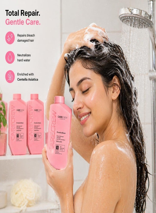 Sweet Professional CARECREW Protein Wash & Protein Rinse Shampoo Conditioner Combo 250ml Each | Total Repair for Bleach Damaged Hair | pH Balanced Formula - Image 2