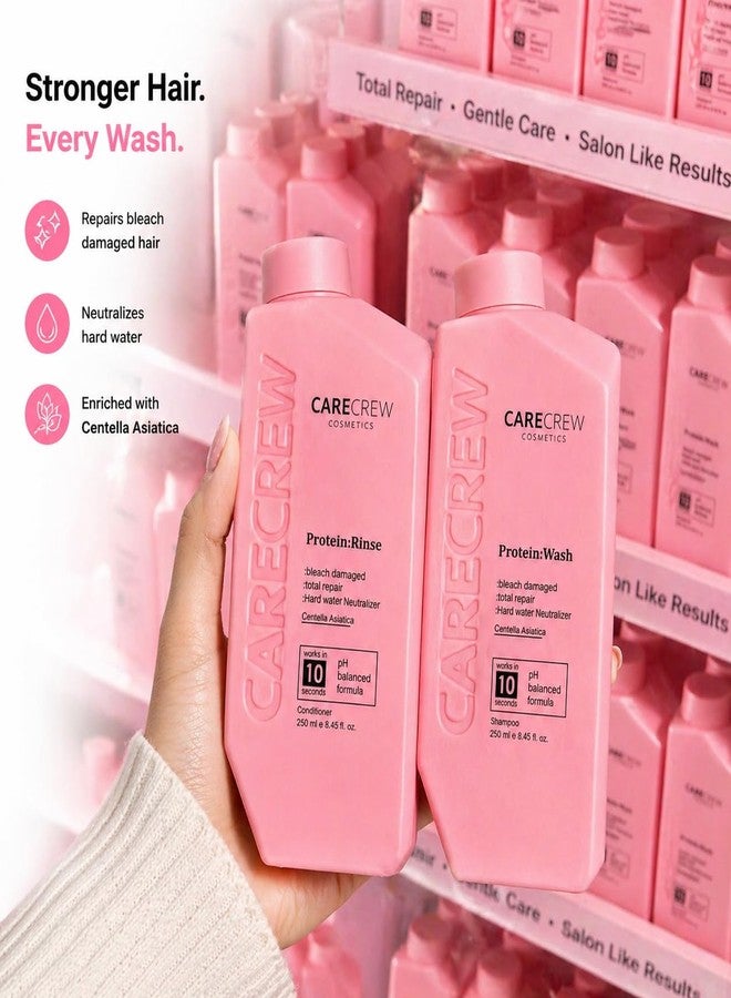 Sweet Professional CARECREW Protein Wash & Protein Rinse Shampoo Conditioner Combo 250ml Each | Total Repair for Bleach Damaged Hair | pH Balanced Formula - Image 5