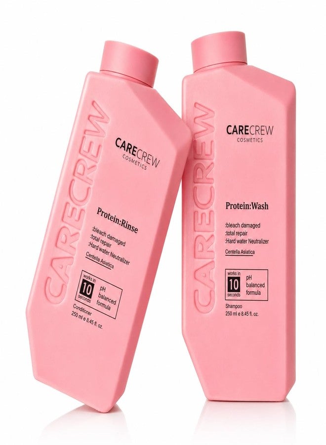 Sweet Professional CARECREW Protein Wash & Protein Rinse Shampoo Conditioner Combo 250ml Each | Total Repair for Bleach Damaged Hair | pH Balanced Formula - Image 1