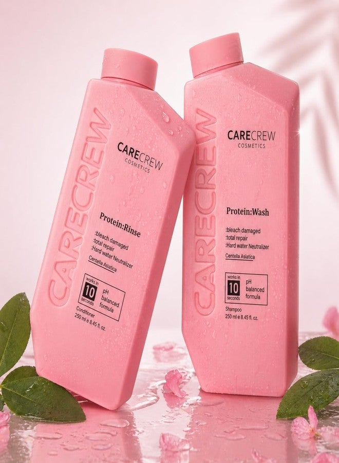 Sweet Professional CARECREW Protein Wash & Protein Rinse Shampoo Conditioner Combo 250ml Each | Total Repair for Bleach Damaged Hair | pH Balanced Formula - Image 4