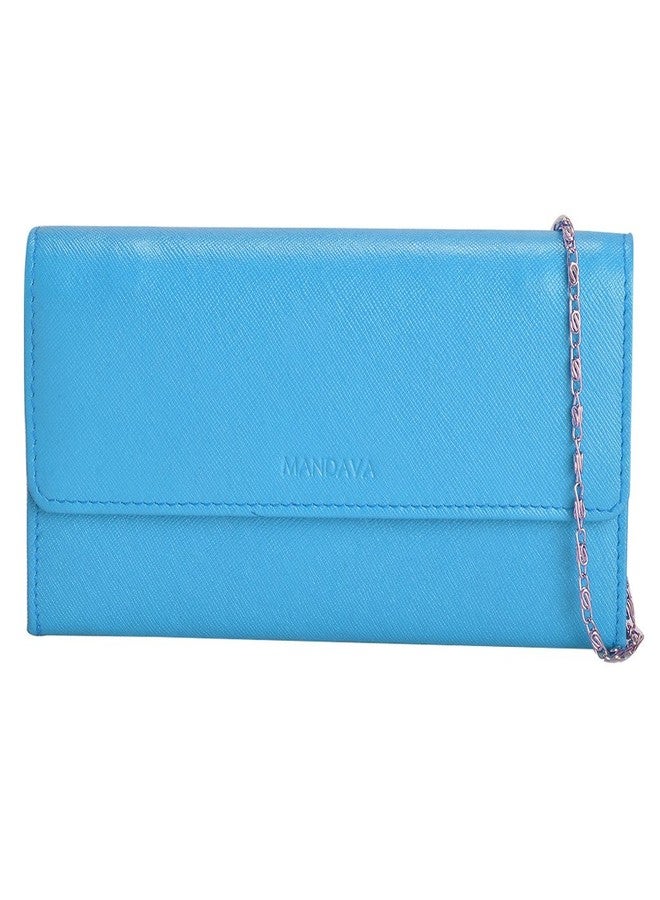 MANDAVA genuine safiano leather turquoise ladies bag - Image 1