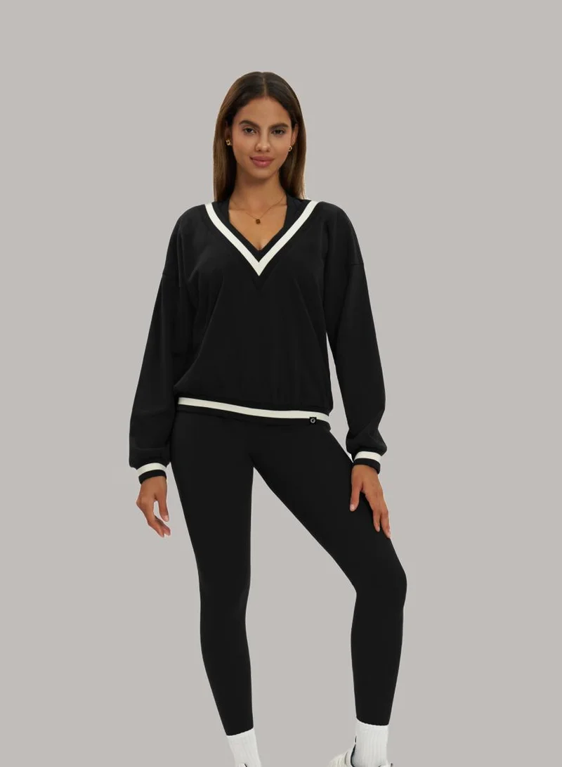Womens V-Neck Loose Fit Light Sweatshirt