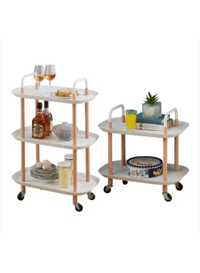 طعم المنزل عربة تخزين متحركة من طبقتين أو ثلاث طبقات مزودة بعجلات ومقبض - عربة بلاستيكية متعددة الأغراض، منظم متنقل موفر للمساحة للمطبخ والحمام والمكتب وغرفة الغسيل وغرفة المعيشة - Image 1