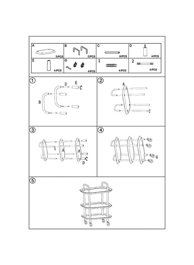 طعم المنزل عربة تخزين متحركة من طبقتين أو ثلاث طبقات مزودة بعجلات ومقبض - عربة بلاستيكية متعددة الأغراض، منظم متنقل موفر للمساحة للمطبخ والحمام والمكتب وغرفة الغسيل وغرفة المعيشة - Image 4