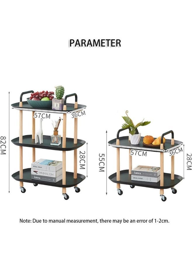 طعم المنزل عربة تخزين متحركة من طبقتين أو ثلاث طبقات مزودة بعجلات ومقبض - عربة بلاستيكية متعددة الأغراض، منظم متنقل موفر للمساحة للمطبخ والحمام والمكتب وغرفة الغسيل وغرفة المعيشة - Image 2