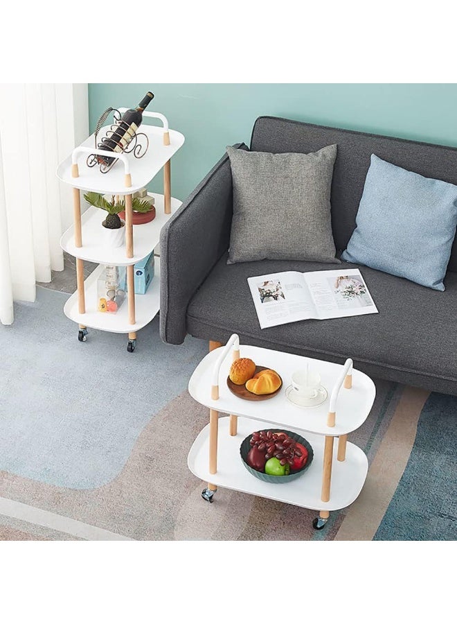 طعم المنزل عربة تخزين متحركة من طبقتين أو ثلاث طبقات مزودة بعجلات ومقبض - عربة بلاستيكية متعددة الأغراض، منظم متنقل موفر للمساحة للمطبخ والحمام والمكتب وغرفة الغسيل وغرفة المعيشة - Image 3