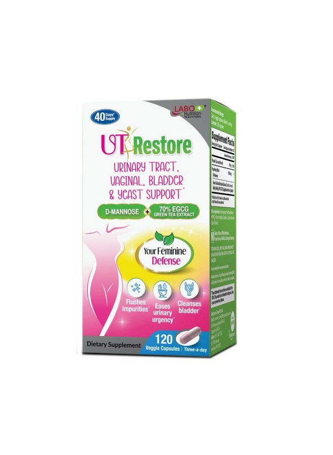 LABO Nutrition UTRestore D-Mannose & Green Tea Extract 70% EGCG, Urinary Tract Health for Women, Bladder Support with Vitamin C, 40 Days Supply, Vegan, Fast-Acting, Flush, Cleanse, Halal Certified - Image 1