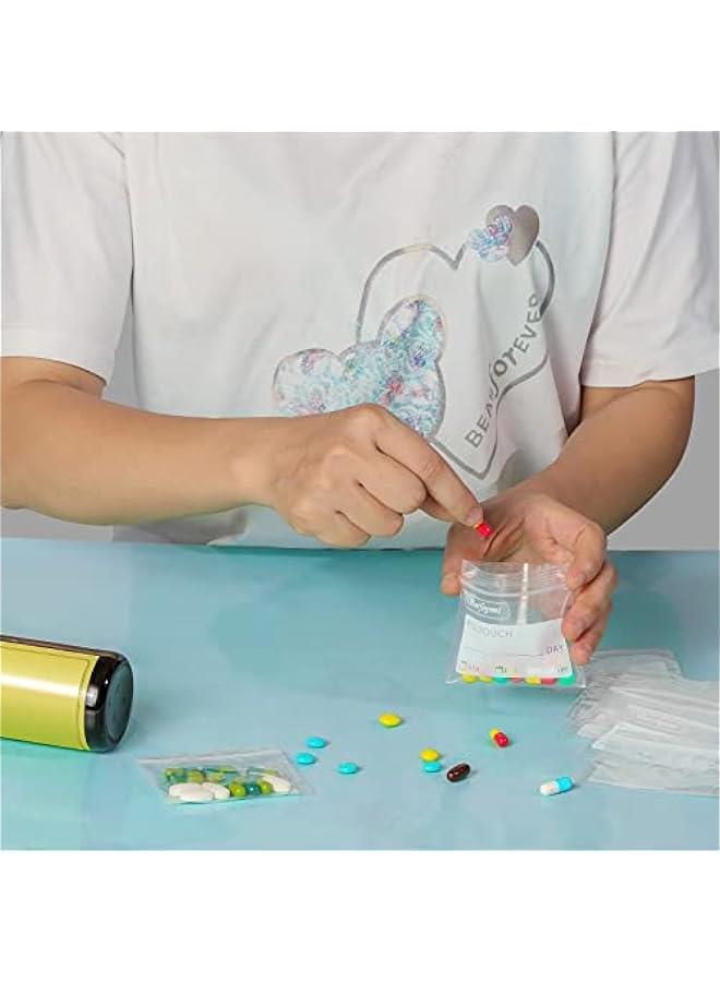 Arabest Travel Size Pill Storage Bags Pack of 120 Clear Ziplock Seal Pill Pouches with Write-on Label - BPA Free, Reusable, Waterproof - 3 x 2.75 inch AM PM Medication Organizer Bags  - Image 3