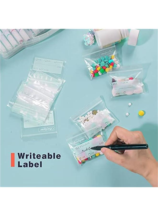 Arabest Travel Size Pill Storage Bags Pack of 120 Clear Ziplock Seal Pill Pouches with Write-on Label - BPA Free, Reusable, Waterproof - 3 x 2.75 inch AM PM Medication Organizer Bags  - Image 4
