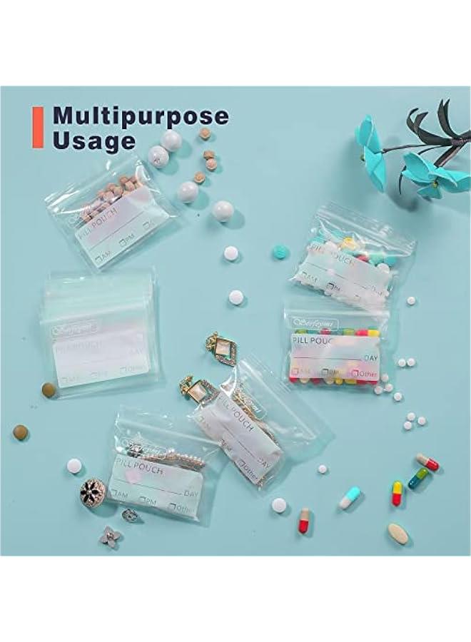 Arabest Travel Size Pill Storage Bags Pack of 120 Clear Ziplock Seal Pill Pouches with Write-on Label - BPA Free, Reusable, Waterproof - 3 x 2.75 inch AM PM Medication Organizer Bags  - Image 5