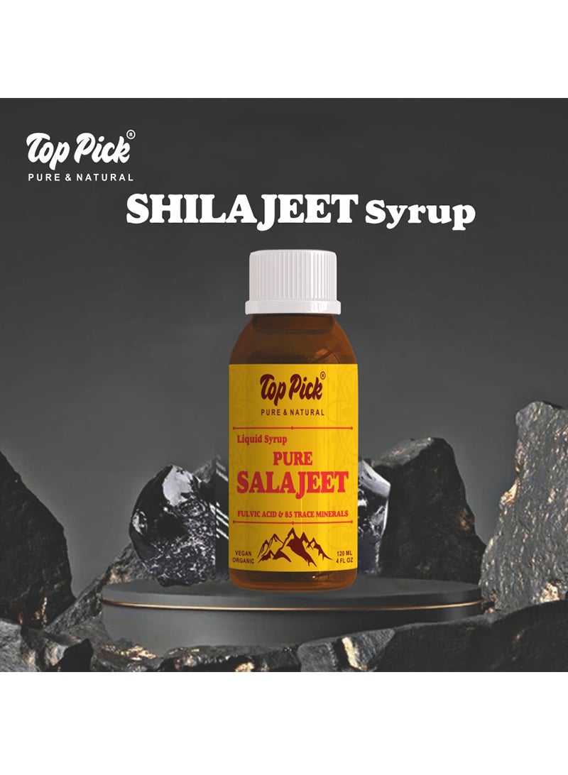 Pure Himalayan Shilajit Liquid Syrup, Rich in Fulvic Acid u0026 Trace Minerals, 120ml