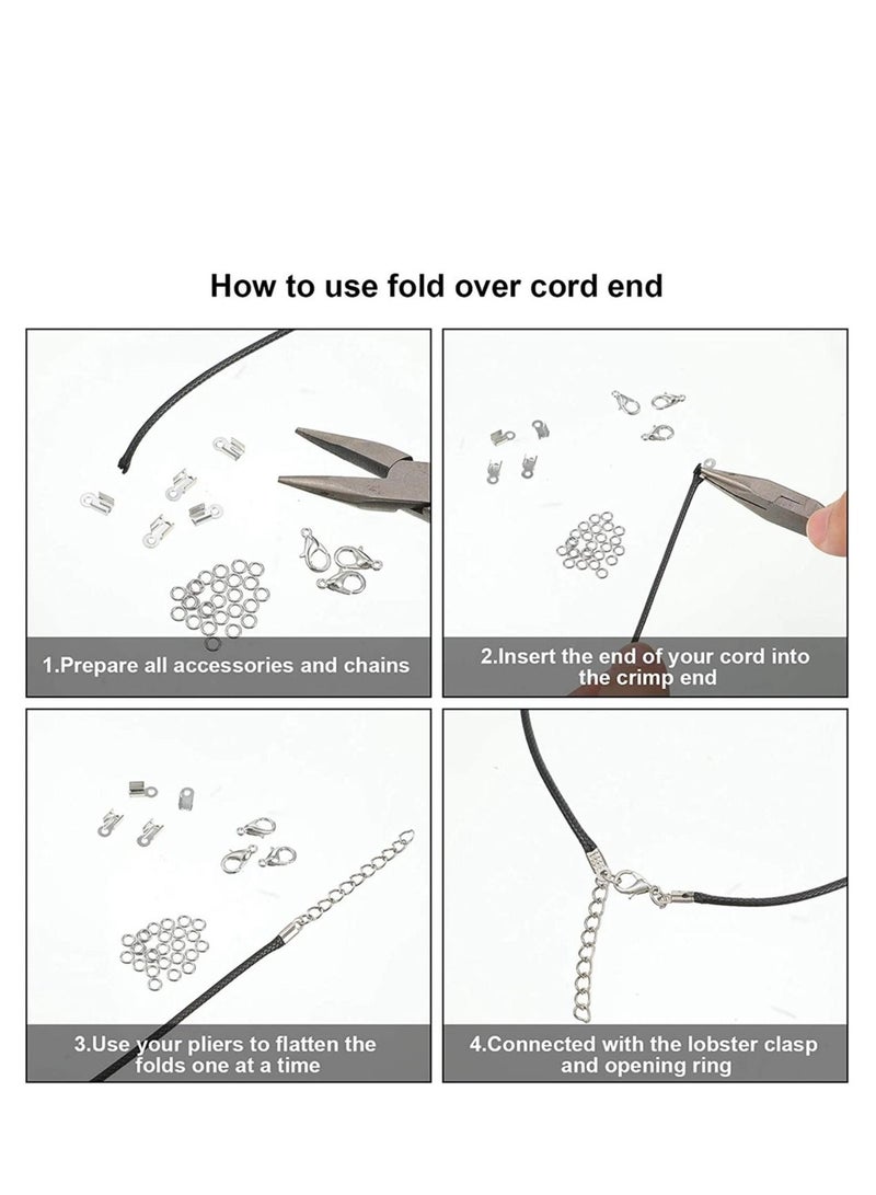 SYOSI DIY Jewelry Leather Cord Clip Clip Buckle Wire Clip Clip Tongue Bag Buckle Bracelet Jewelry Material, Fold Over Cord Ends Cord Crimp End Tips Fold-Over End Caps Leather Ribbon Ending Clasp - Image 5