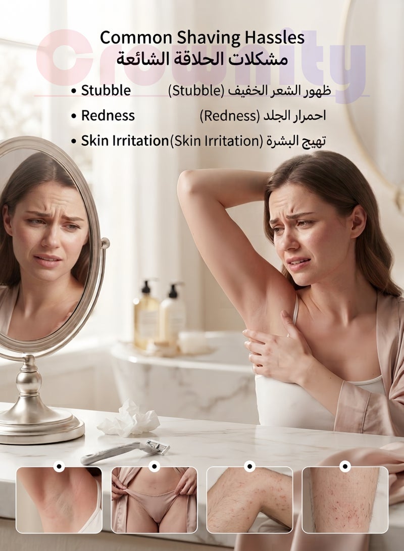 كرونايتي ماكينة حلاقة نسائية متعددة الاستخدامات لإزالة الشعر – ماكينة حلاقة للمناطق الحساسة والوجه والجسم، جهاز إزالة شعر نسائي مقاوم للماء IPX7 وقابل للشحن USB - Image 2