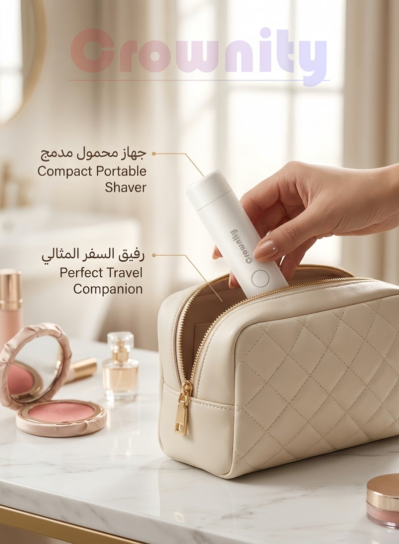كرونايتي ماكينة حلاقة نسائية متعددة الاستخدامات لإزالة الشعر – ماكينة حلاقة للمناطق الحساسة والوجه والجسم، جهاز إزالة شعر نسائي مقاوم للماء IPX7 وقابل للشحن USB - Image 5