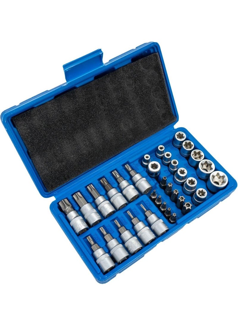 TiTi 5529 3/8" - 1/4" Internal-External Torx Bits Socket Wrench Set 34 Pieces  - Image 1