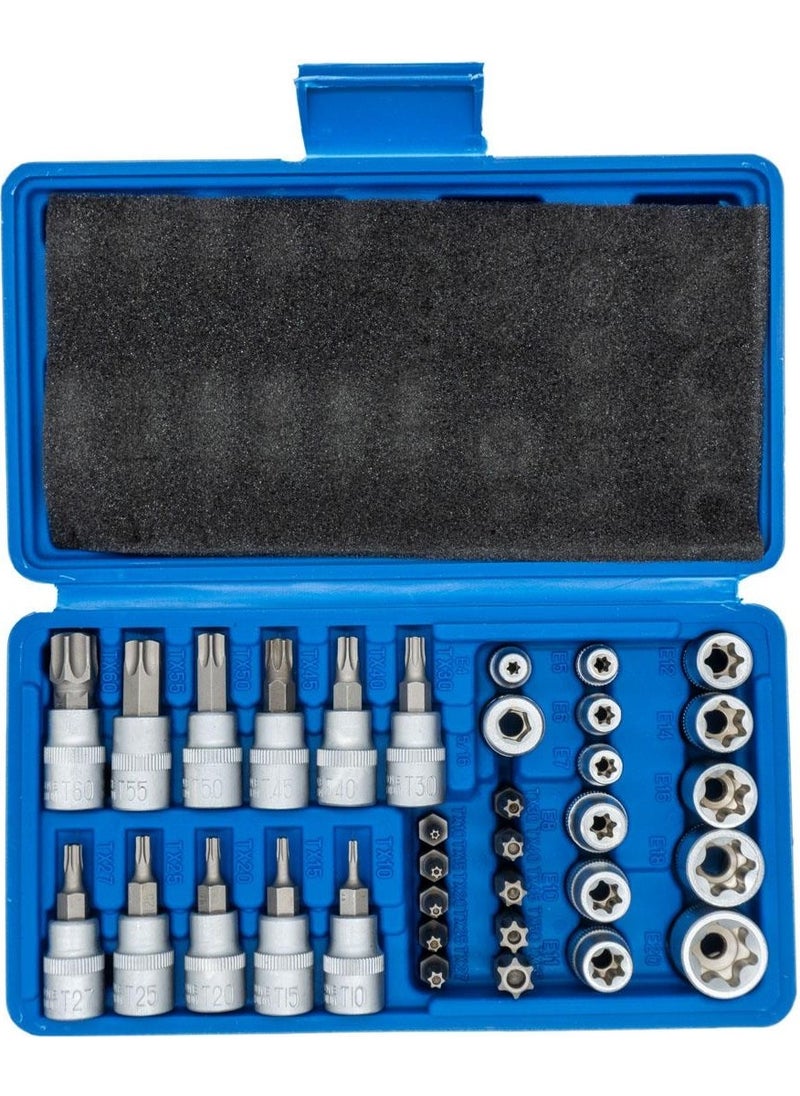 TiTi 5529 3/8" - 1/4" Internal-External Torx Bits Socket Wrench Set 34 Pieces  - Image 2