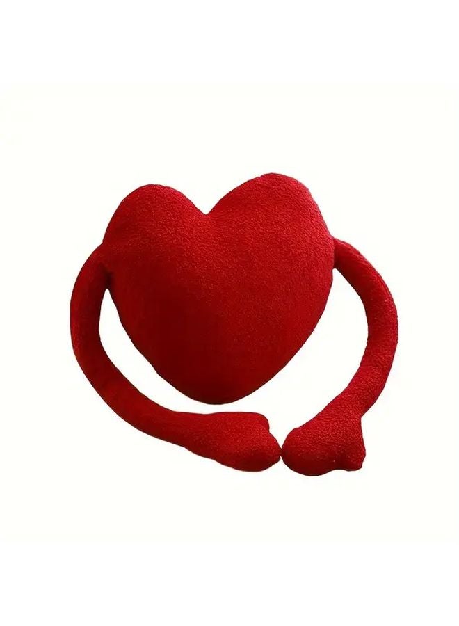 Red Heart Shaped Velvet Pillow Soft Plush Cushion For Sofa Bed Car Seat - Image 1