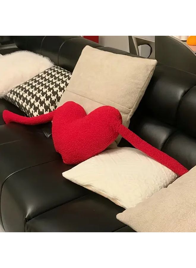 Red Heart Shaped Velvet Pillow Soft Plush Cushion For Sofa Bed Car Seat - Image 5