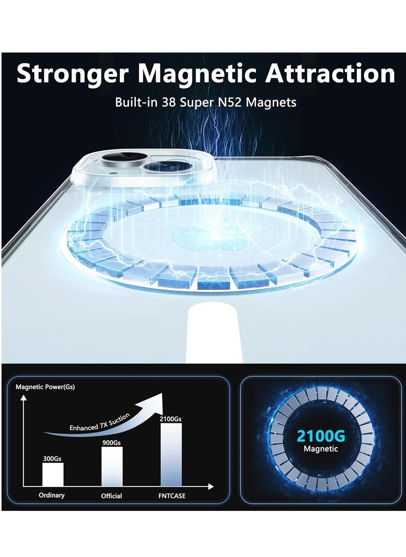 Raxoom for iPhone 15 Phone Case: Defender Magnetic Clear Case for iPhone 15 with Camera Lens Protector Drop Protection Anti Yellowing Shockproof Cell Phone Cover iPhone 15 Case 6.1 Inch - Clear - Image 3