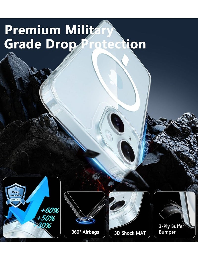 Raxoom for iPhone 15 Phone Case: Defender Magnetic Clear Case for iPhone 15 with Camera Lens Protector Drop Protection Anti Yellowing Shockproof Cell Phone Cover iPhone 15 Case 6.1 Inch - Clear - Image 5