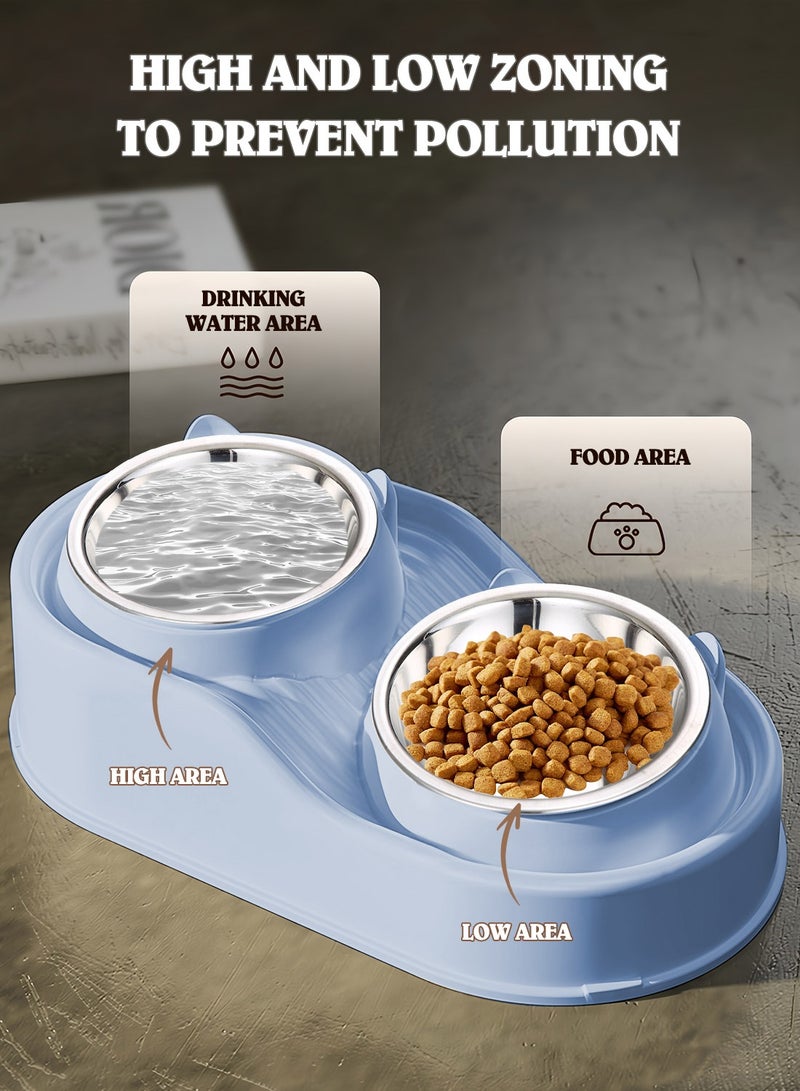 كيدل الفولاذ المقاوم للصدأ القط الغذاء والماء وعاء مجموعة وعاء مزدوج وعاء القط مياه الشرب تغذية وعاء الكلب للكلب الصغير والمتوسطة والقطة - Image 3