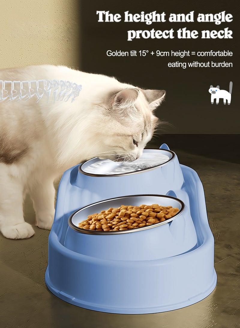 كيدل الفولاذ المقاوم للصدأ القط الغذاء والماء وعاء مجموعة وعاء مزدوج وعاء القط مياه الشرب تغذية وعاء الكلب للكلب الصغير والمتوسطة والقطة - Image 2