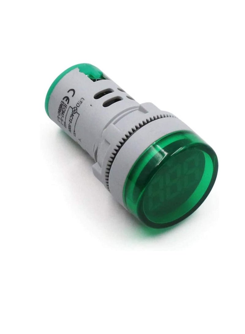 Digital Round Pilot LED Voltmeter Display AC 60-500V Voltage Power Monitor Indicator Panel Light Pack of 3 Green - Image 1