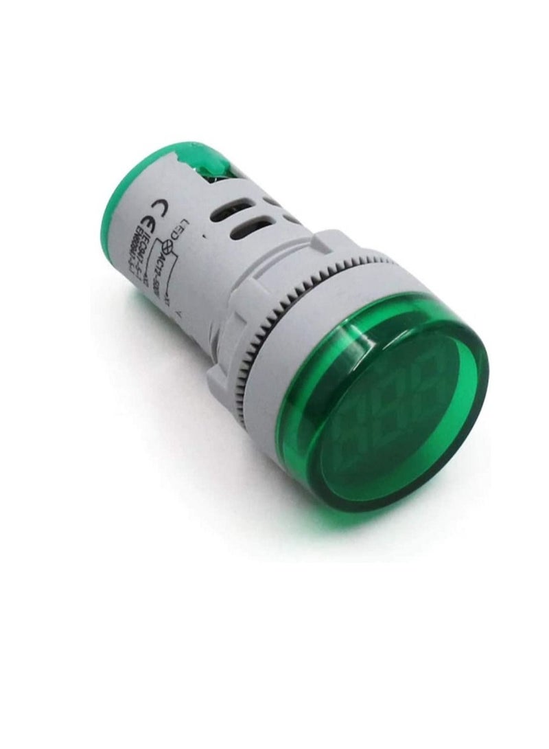 Digital Round Pilot LED Voltmeter Display AC 60-500V Voltage Power Monitor Indicator Panel Light Pack of 3 Green - Image 3