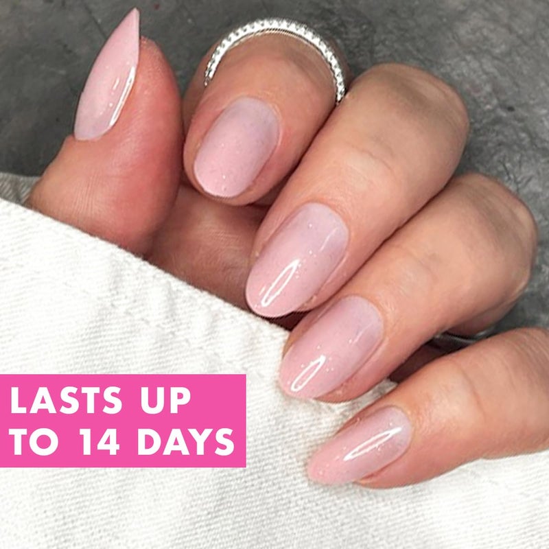 Olive & June Minimalist Instant Mani Press On Nails (Glue) | 42 Fake Nails, 21 Sizes | Non-Toxic, Long-Lasting Barely-There Look | Salon-Quality at Home | Medium, Oval | Rose Gradient Shimmer - Image 3