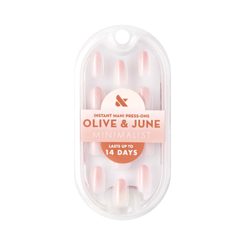 Olive & June Minimalist Instant Mani Press On Nails (Glue) | 42 Fake Nails, 21 Sizes | Non-Toxic, Long-Lasting Barely-There Look | Salon-Quality at Home | Medium, Oval | Rose Gradient Shimmer - Image 2